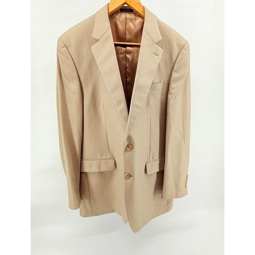 Ralph by Ralph‎ Lauren Tan Silk Wool Blazer Jacket 42L